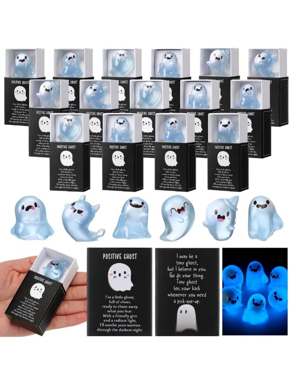 Halloween Mini Ghost Party Favors - 72 Sets, Cute Positive Decor for Kids
